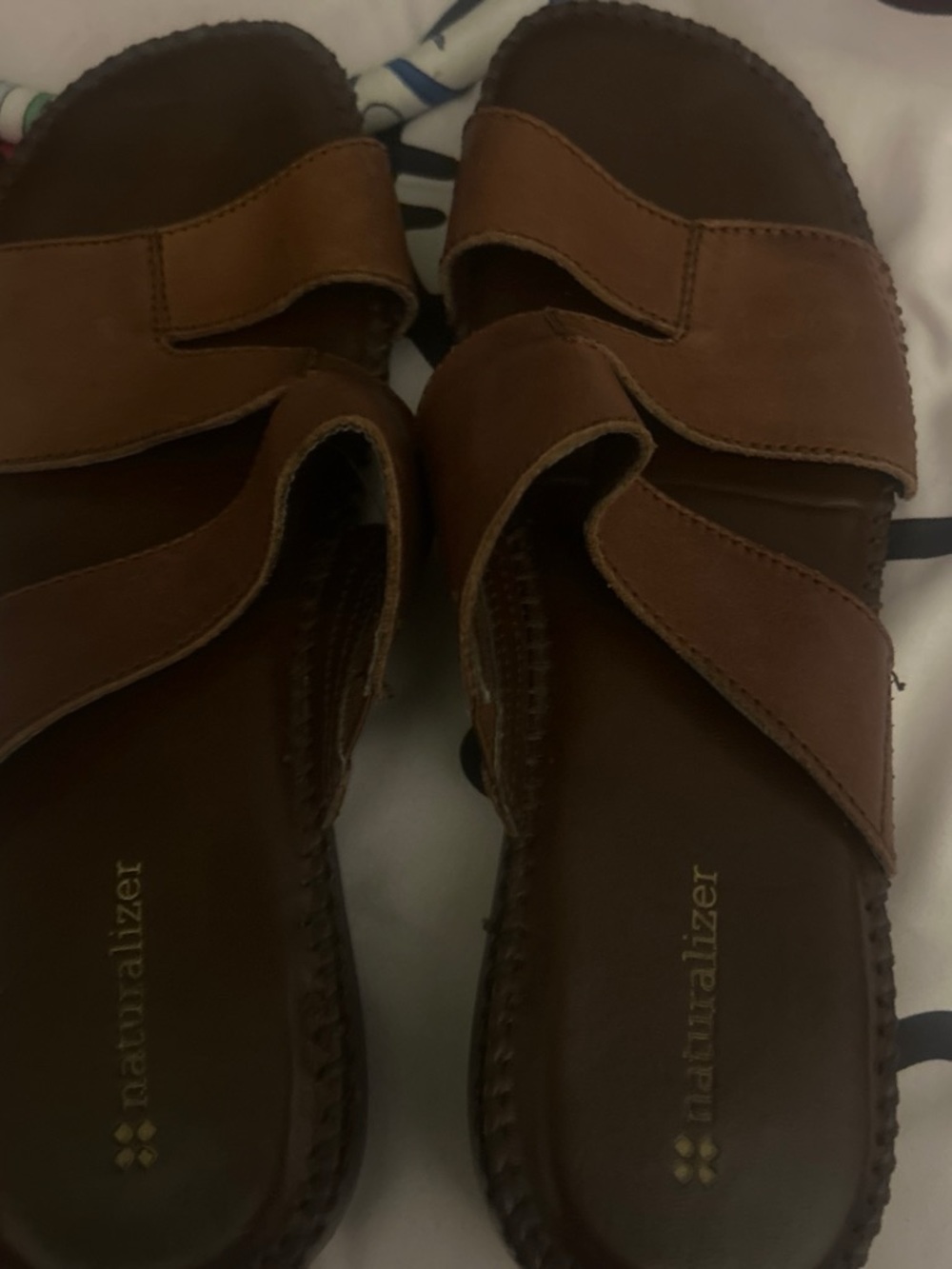 Naturalizer Brown Leather Dual-Strap Comfort Sandals